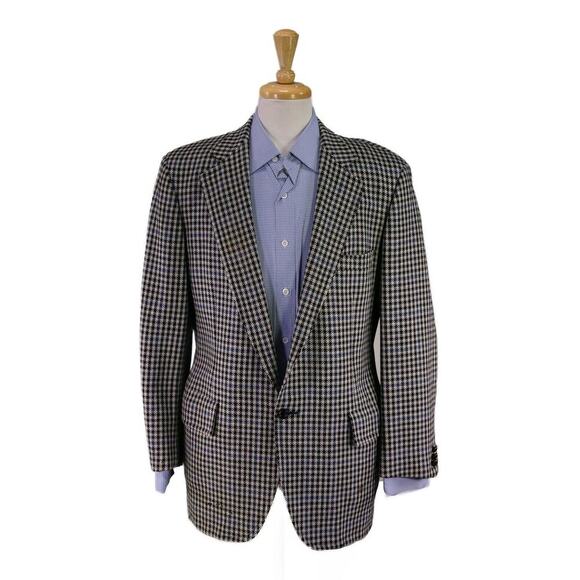 Tom James Vintage 1978 Porter & Harding Britain Wool Blue/Black Check Blazer 42R